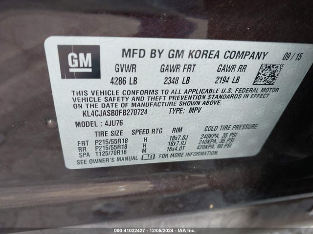 KL4CJASB0FB270724 Buick Encore
