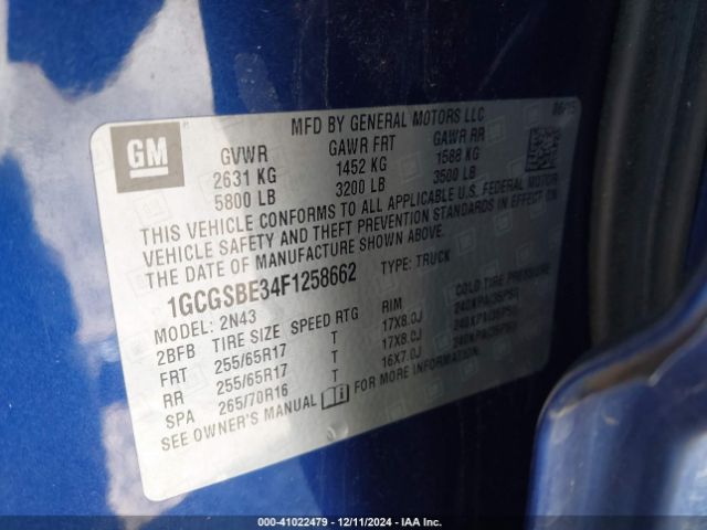 1GCGSBE34F1258662 Chevrolet Colorado Lt