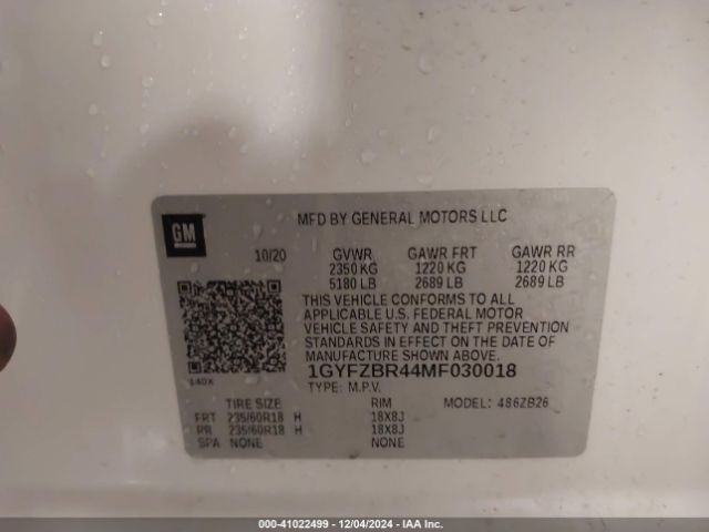 1GYFZBR44MF030018 Cadillac Xt4 Awd Luxury