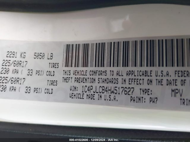 1C4PJLCB4HW517627 Jeep Cherokee Latitude Fwd