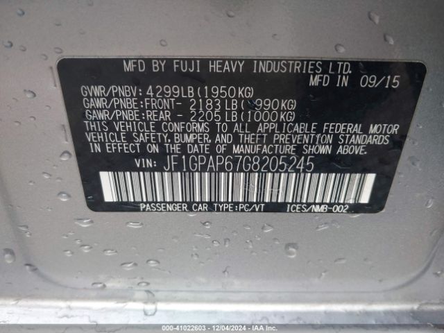 JF1GPAP67G8205245 Subaru Impreza 2.0i Sport Premium