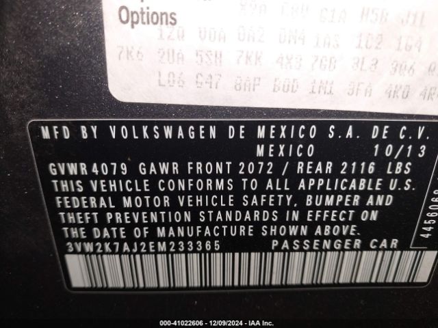 3VW2K7AJ2EM233365 Volkswagen Jetta 2.0l S