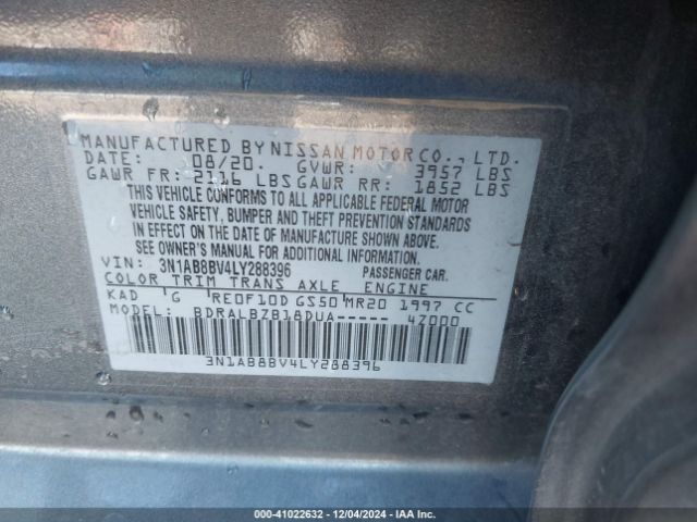 3N1AB8BV4LY288396 Nissan Sentra S Xtronic Cvt