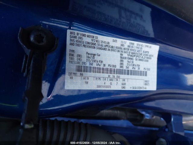 1FADP3FE1JL219699 Ford FOCUS SE