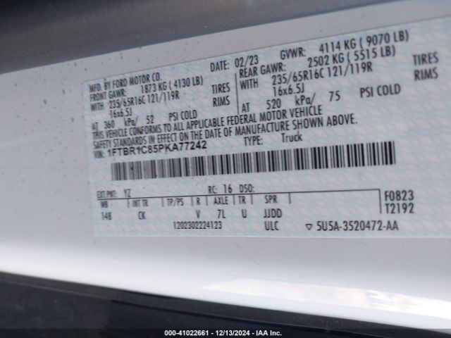 1FTBR1C85PKA77242 Ford Transit-250 Cargo Van