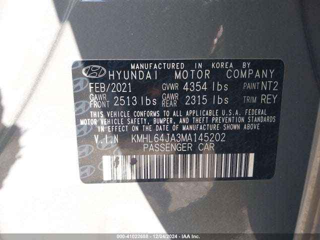 Hyundai SONATA SEL 2021 KMHL64JA3MA145202 Image 9