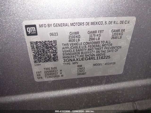 3GNAXUEG4RL116225 Chevrolet lsd