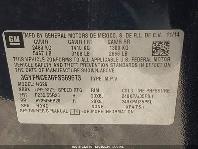 3GYFNCE36FS569673 Cadillac Srx Performance Collection
