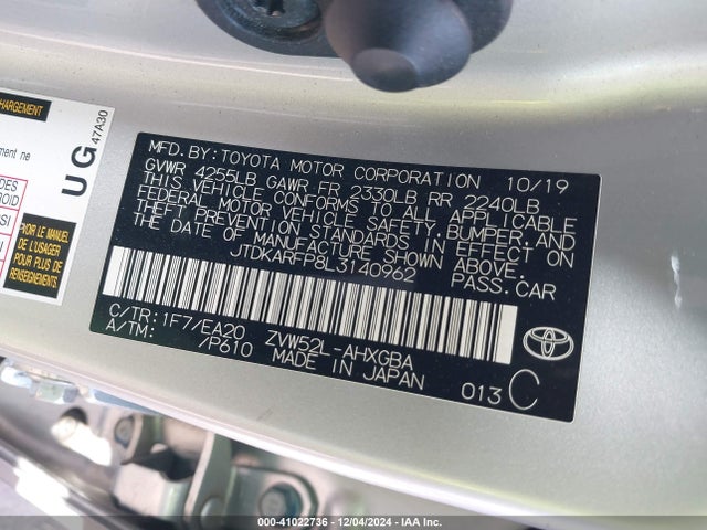 JTDKARFP8L3140962 Toyota Prius Prime Xle