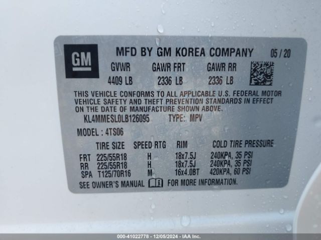 KL4MMESL0LB126095 Buick Encore Gx Awd Select