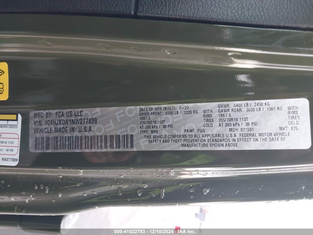 1C4HJXDN1NW277839 Jeep Wrangler Unlimited Sport Altitude 4x4