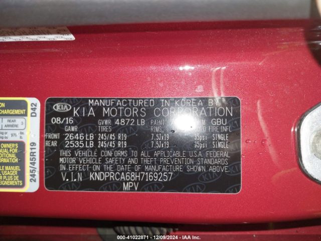 KNDPRCA68H7169257 KIA Sportage Sx Turbo