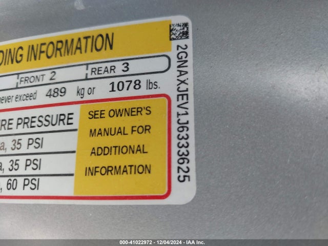 Chevrolet EQUINOX LT 2018 2GNAXJEV1J6333625 Image 9