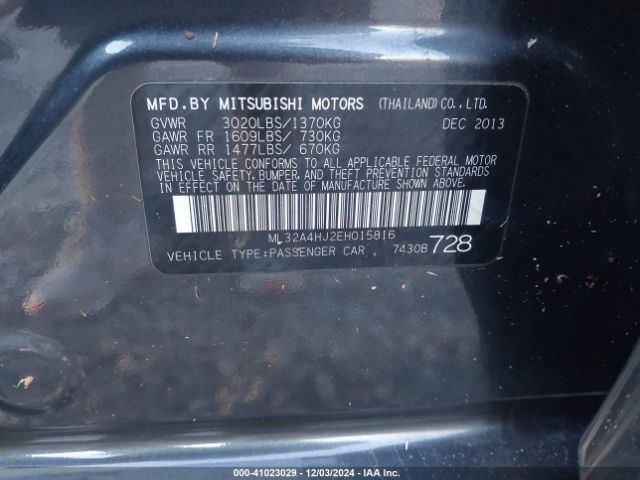 ML32A4HJ2EH015816 Mitsubishi MIRAGE ES
