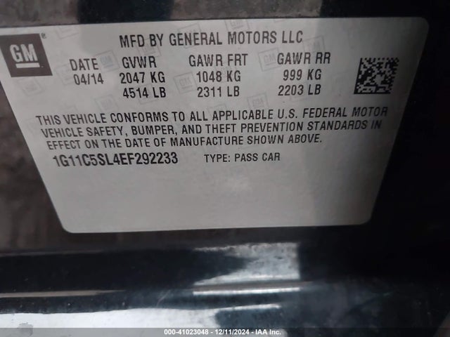 Aukcja sprzedaży 2014 Chevrolet Malibu 1lt, vin: 1G11C5SL4EF292233, numer aukcji: 41023048