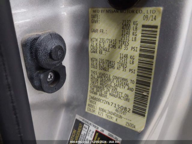 1N6BD0CT2FN715082 Nissan FRONTIER S
