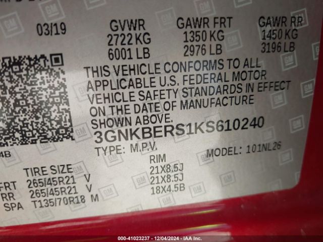 3GNKBERS1KS610240 Chevrolet BLAZER RS