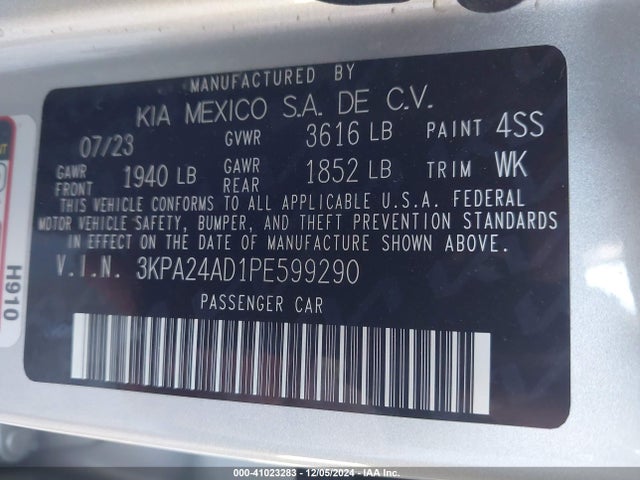 3KPA24AD1PE599290 KIA RIO LX