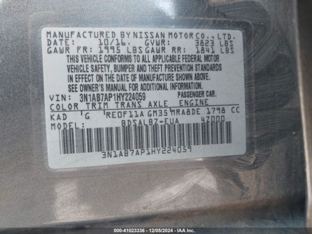 3N1AB7AP1HY224059 Nissan SENTRA S