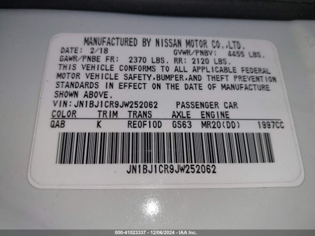 JN1BJ1CR9JW252062 Nissan Rogue Sport Sv