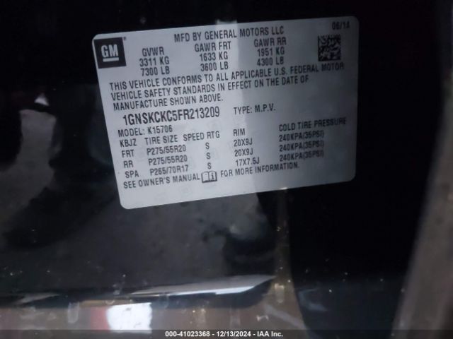 2015 CHEVROLET TAHOE 1GNSKCKC5FR213209 Photo 8