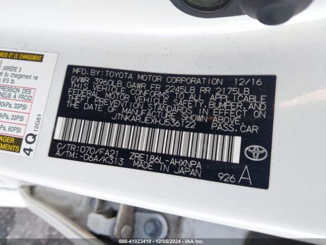 JTNKARJEXHJ536122 Toyota COROLLA IM