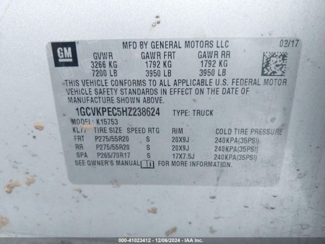 1GCVKPEC5HZ238624 Chevrolet Silverado 1500 Custom
