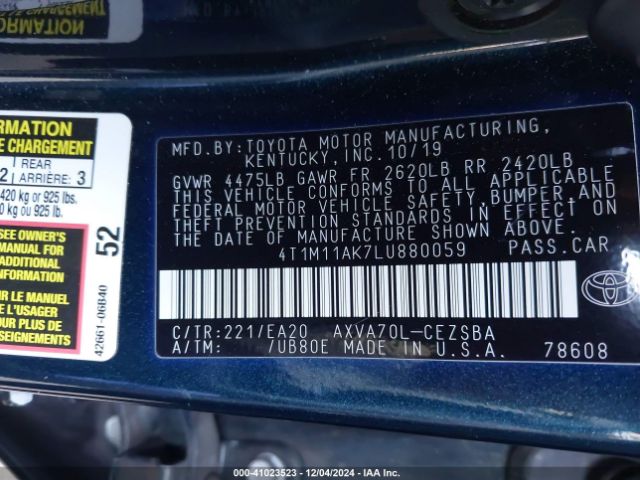 4T1M11AK7LU880059 Toyota CAMRY SE