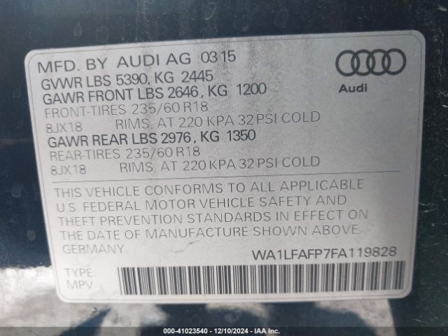 WA1LFAFP7FA119828 Audi Q5 2.0t Premium