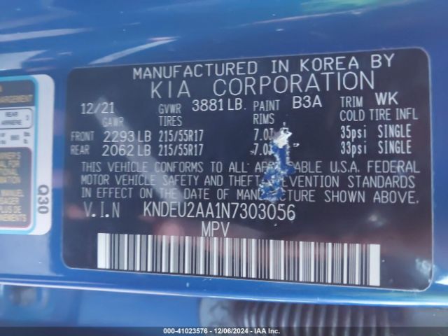 KNDEU2AA1N7303056 KIA SELTOS S