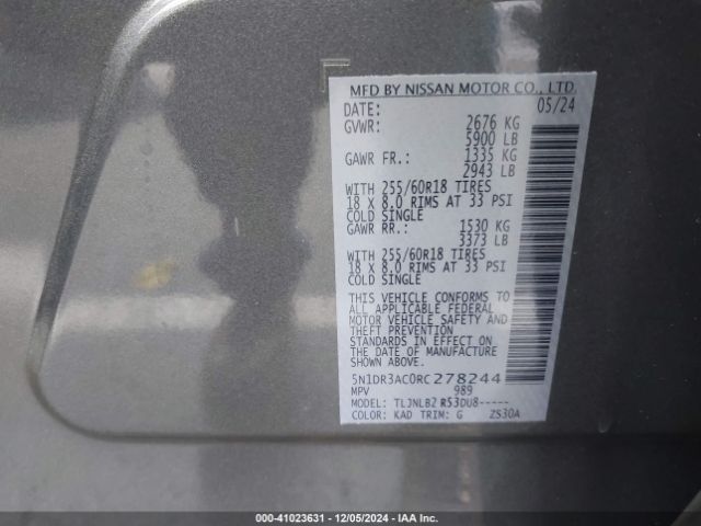 5N1DR3AC0RC278244 Nissan Pathfinder S 4wd