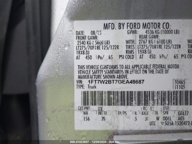 1FT7W2BT7GEA48687 Ford F-250 Xlt