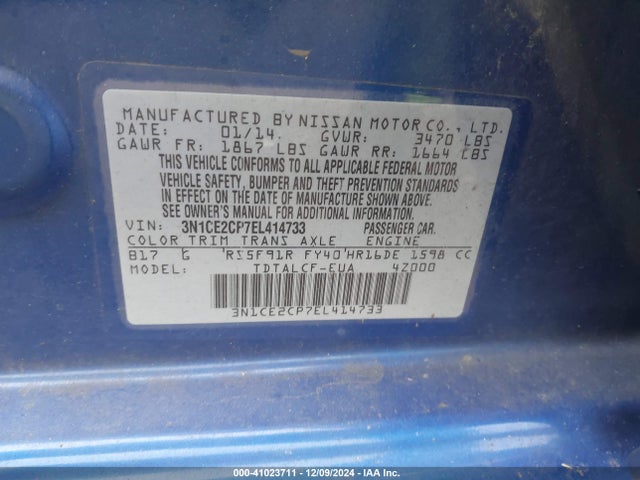 3N1CE2CP7EL414733 Nissan Versa Note S (sr)