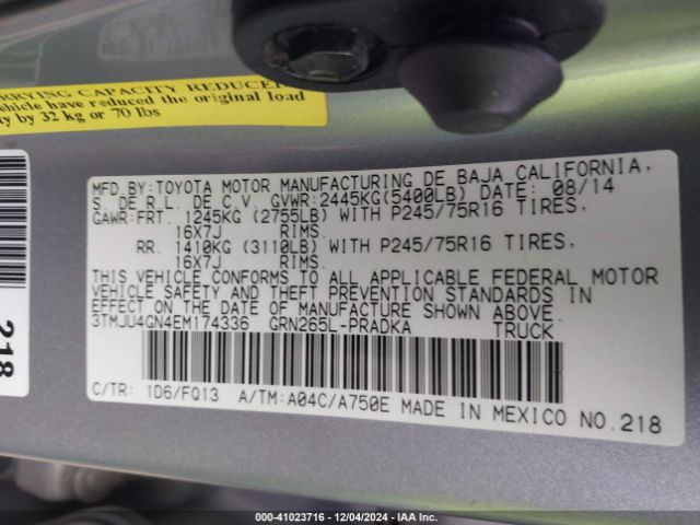 3TMJU4GN4EM174336 Toyota Tacoma Prerunner V6