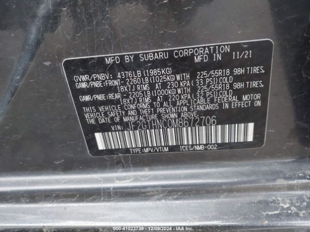 JF2GTHNC0M8672706 Subaru Crosstrek Limited