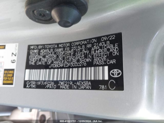 JTDBCMFE2P3000276 Toyota Corolla Hybrid Se
