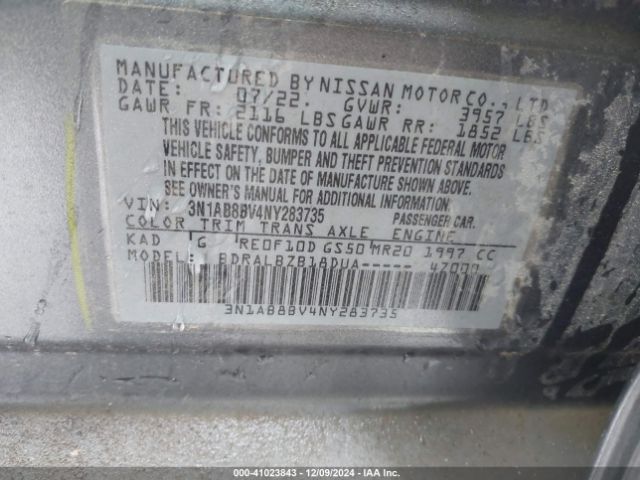 3N1AB8BV4NY283735 Nissan Sentra S Xtronic Cvt