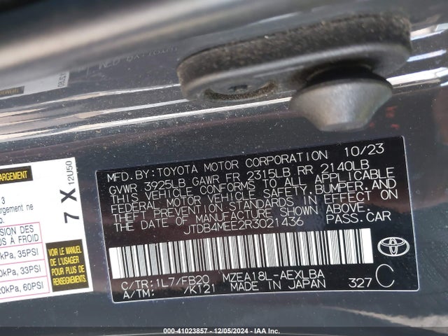 JTDB4MEE2R3021436 Toyota COROLLA LE