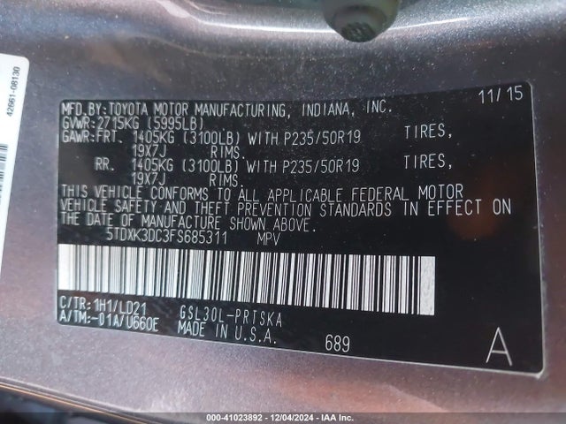 Toyota Sienna Se 8 Passenger 2015 5TDXK3DC3FS685311 Image 9