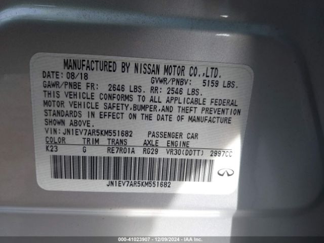JN1EV7AR5KM551682 Infiniti Q50 3.0t Luxe