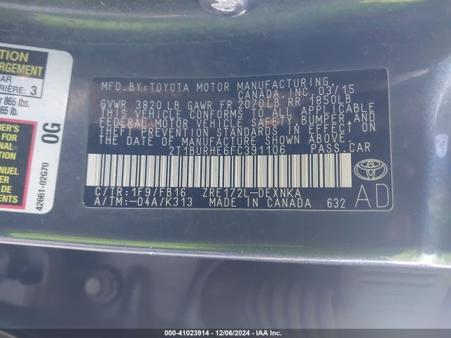 Toyota COROLLA LE 2015 2T1BURHE6FC391106 Image 9