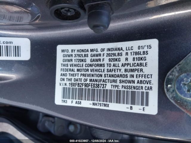 19XFB2F90FE038737 Honda Civic Ex-l