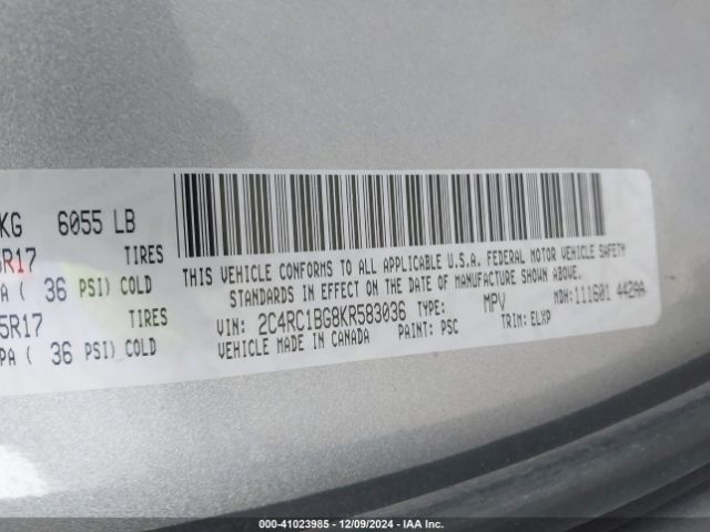 2C4RC1BG8KR583036 Chrysler Pacifica Touring L