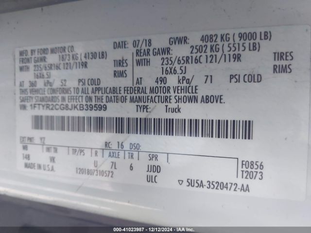 1FTYR2CG8JKB39599 Ford Transit-250