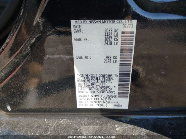 1N4BL4EW1PN353998 Nissan Altima Sl Intelligent Awd