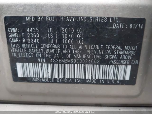 4S3BMBM69E3024603 Subaru Legacy 2.5i Limited
