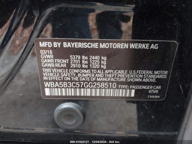 WBA5B3C57GG258510 BMW 535i Xdrive