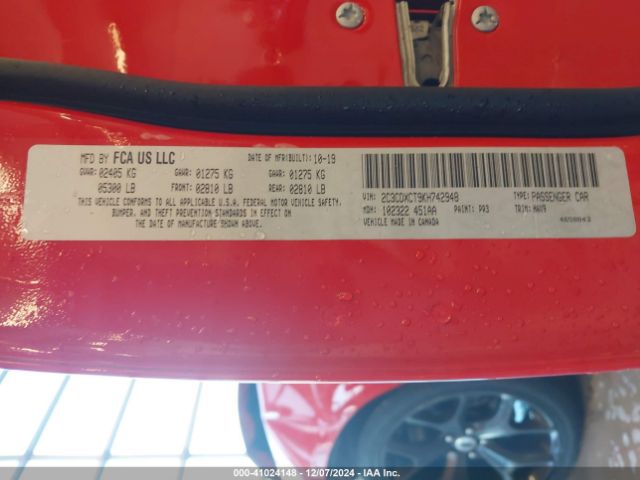 2C3CDXCT9KH742948 Dodge Charger R/t Rwd
