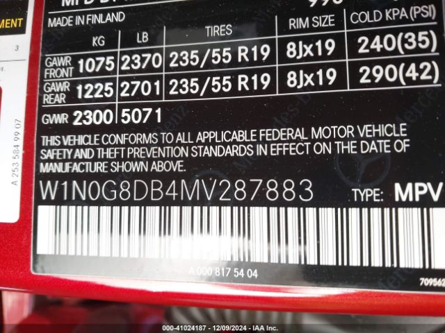 W1N0G8DB4MV287883 Mercedes-Benz Glc 300 Suv