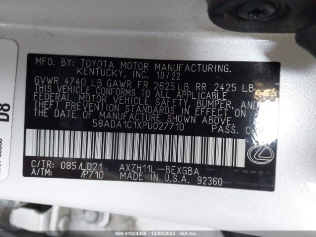 58ADA1C1XPU027710 Lexus ES 300H